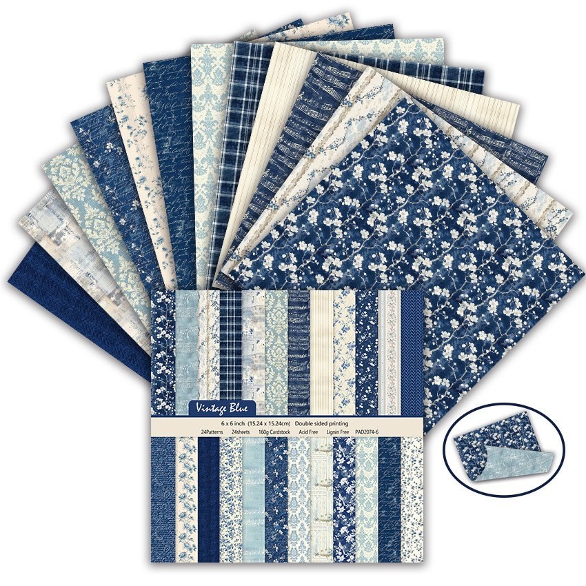6 x 6 vintage blue paper pad